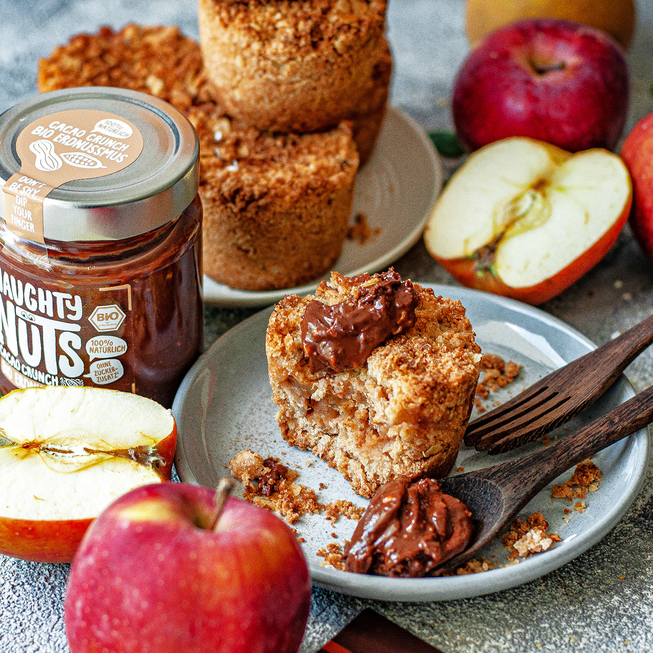 Apfel Rhabarber Streusel Muffins