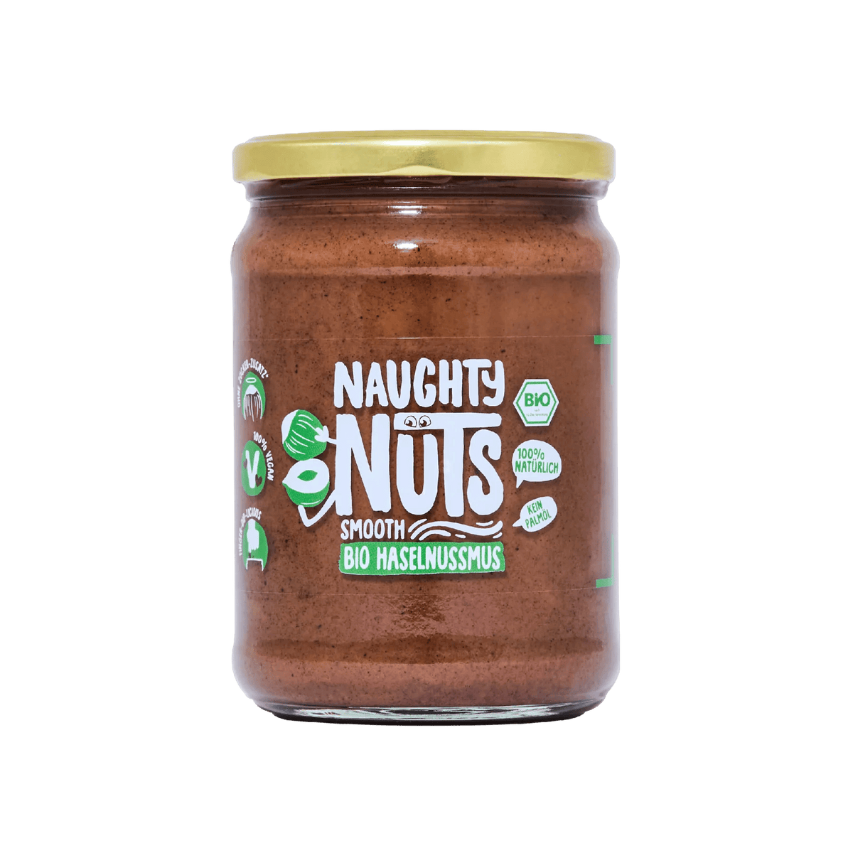 Glas mit Bio Haselnussmus Smooth von Naughty Nuts