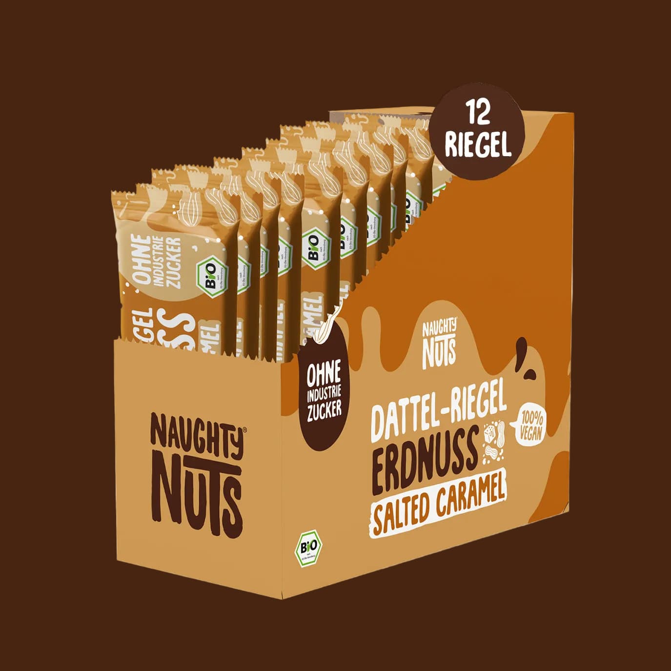 Bio Dattel-Riegel Erdnuss Salted Caramel 12er-Packung