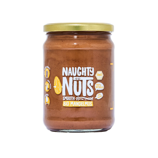 Bio Mandelmus Smooth im 500g Glas mit Naughty Nuts Logo