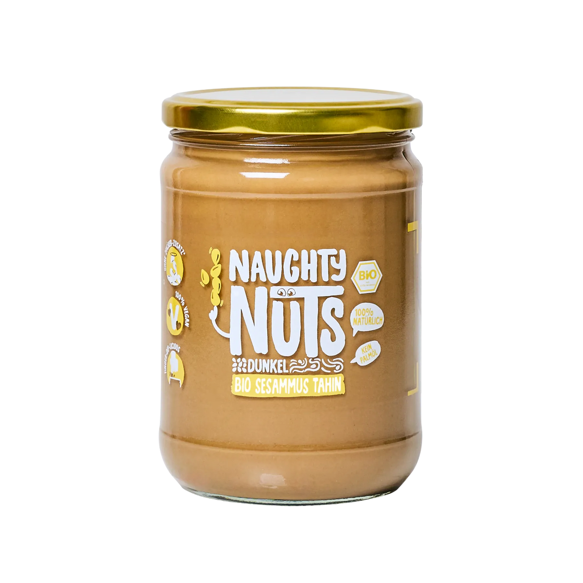 Glas mit Bio Sesammus Tahin dunkel von Naughty Nuts