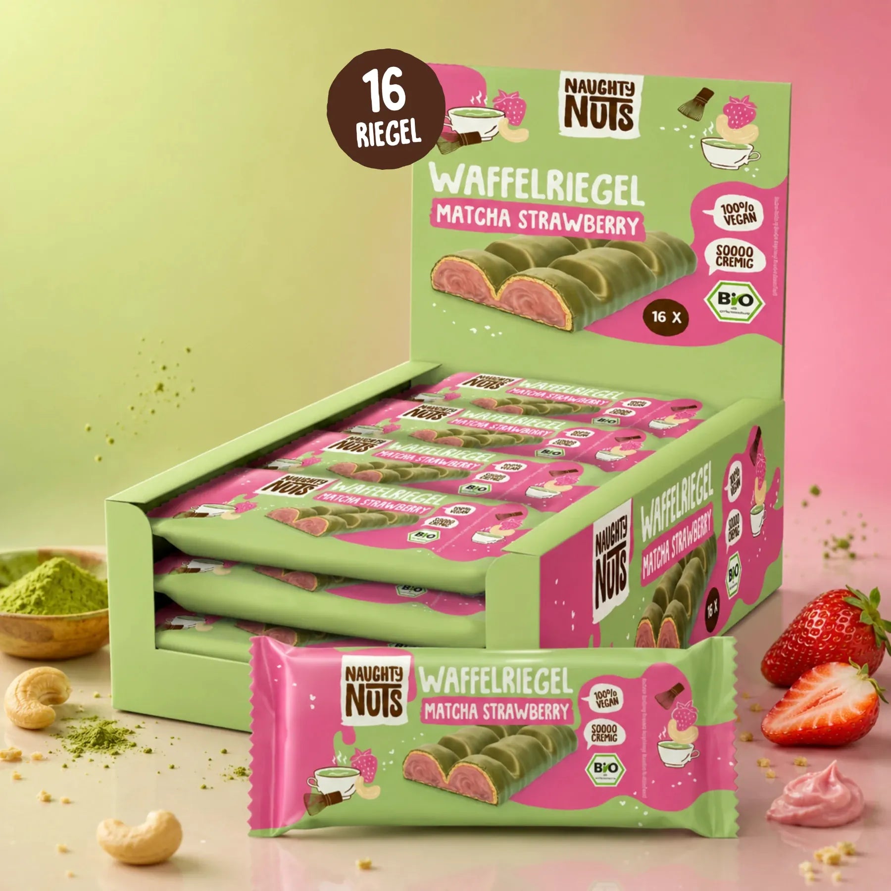 Waffelriegel Matcha Strawberry