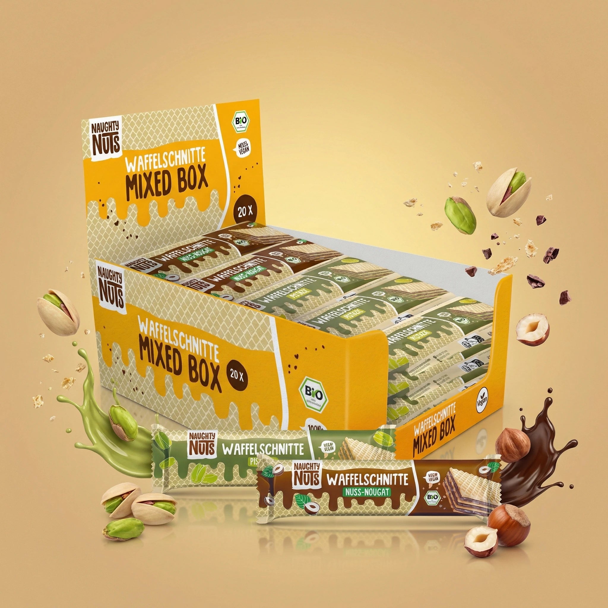 Bio Waffelschnitte Mixed Box (Nuss-Nougat & Pistazie)